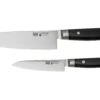 Yaxell Ran 36056, Set De Couteaux 3 Pièces, Santoku 16,5 Cm, Couteau Universel 12 Cm Et Aiguiseur à Couteaux